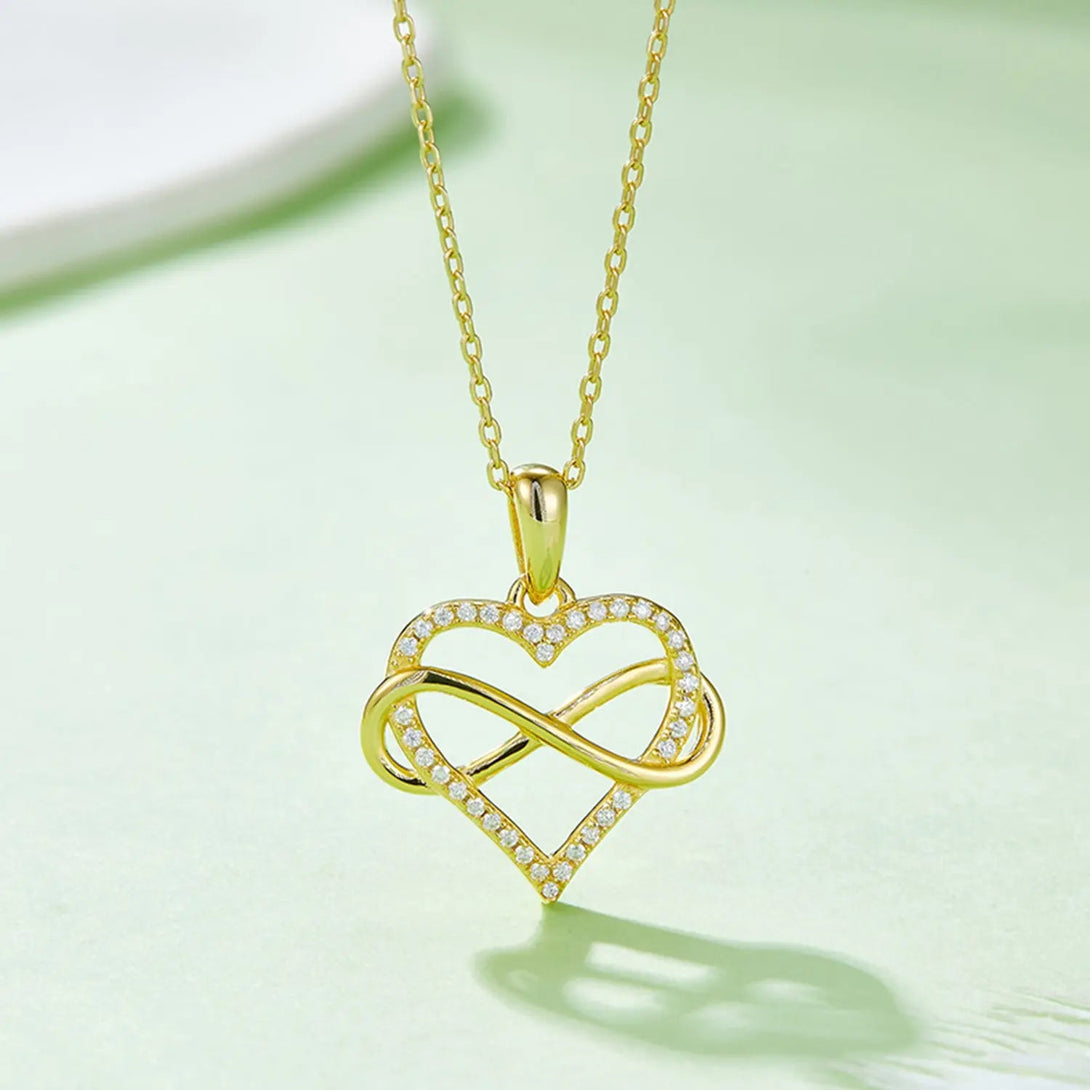 Lovcia Moissanite 925 Sterling Silver Heart Shape Necklace-Necklaces-Gold-One Size-Gold