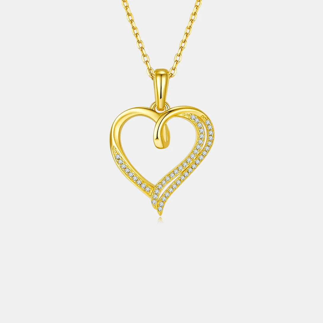 Lovcia Moissanite 925 Sterling Silver Heart Shape Necklace-Necklaces-Gold-One Size-Gold