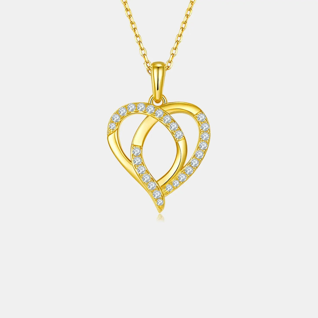 Lovcia Moissanite 925 Sterling Silver Heart Shape Necklace-Necklaces-Gold-One Size-Gold