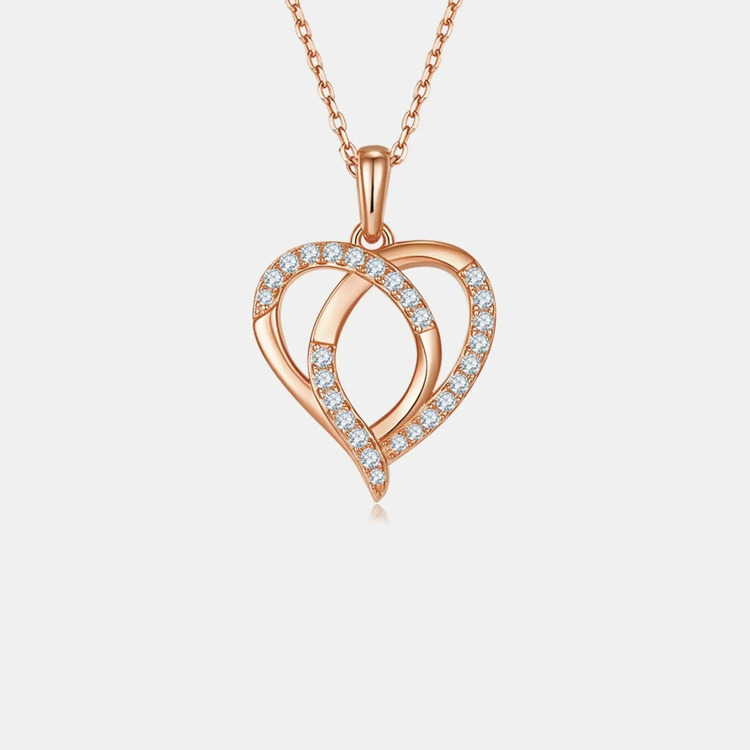 Lovcia Moissanite 925 Sterling Silver Heart Shape Necklace-Necklaces-Gold-One Size-Gold