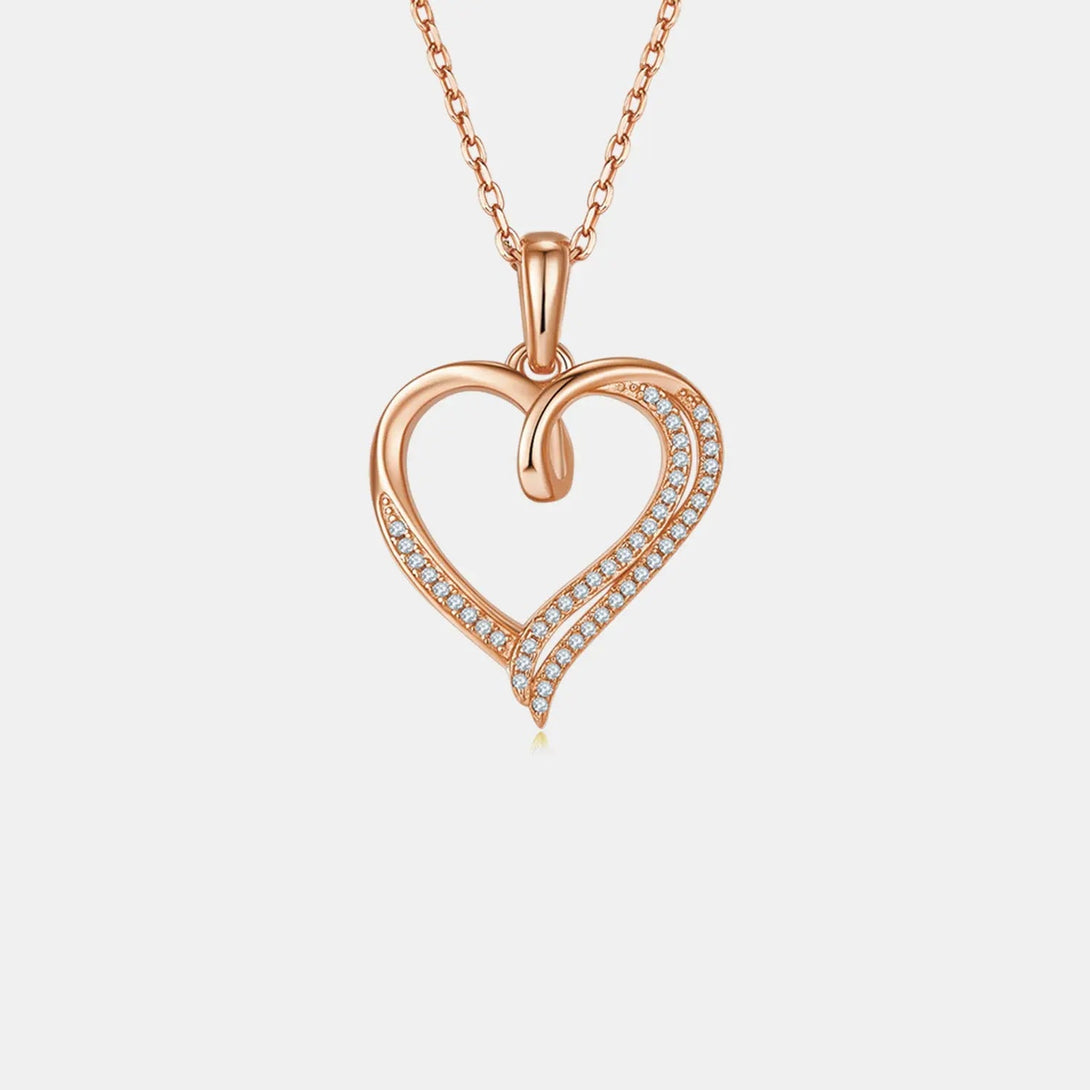 Lovcia Moissanite 925 Sterling Silver Heart Shape Necklace-Necklaces-Gold-One Size-Gold