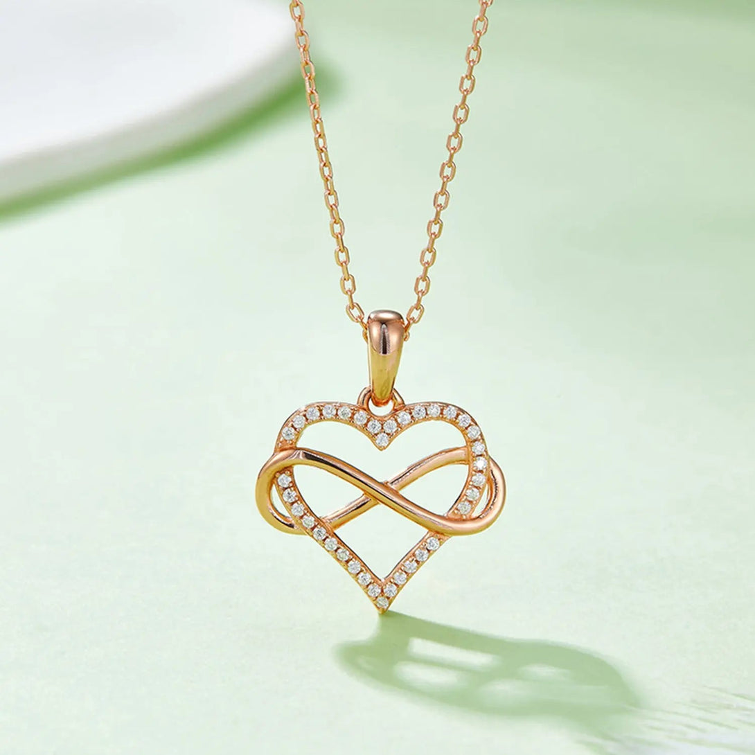 Lovcia Moissanite 925 Sterling Silver Heart Shape Necklace-Necklaces-Rose Gold-One Size-Rose Gold