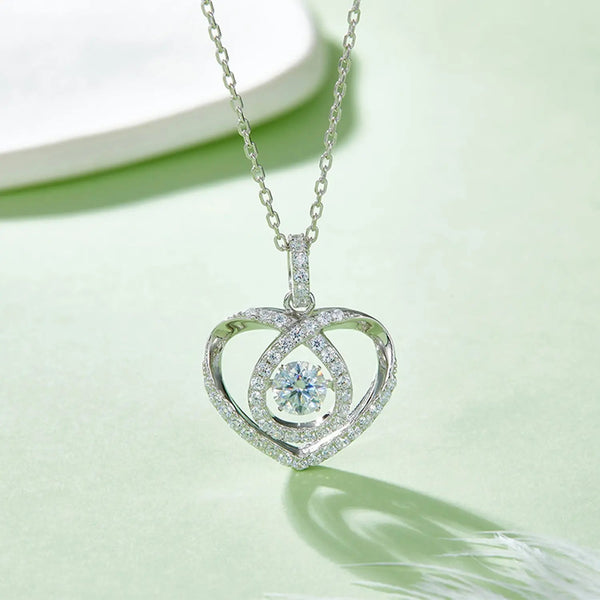 Lovcia Moissanite 925 Sterling Silver Heart Shape Necklace-Necklaces-Silver-One Size-Silver