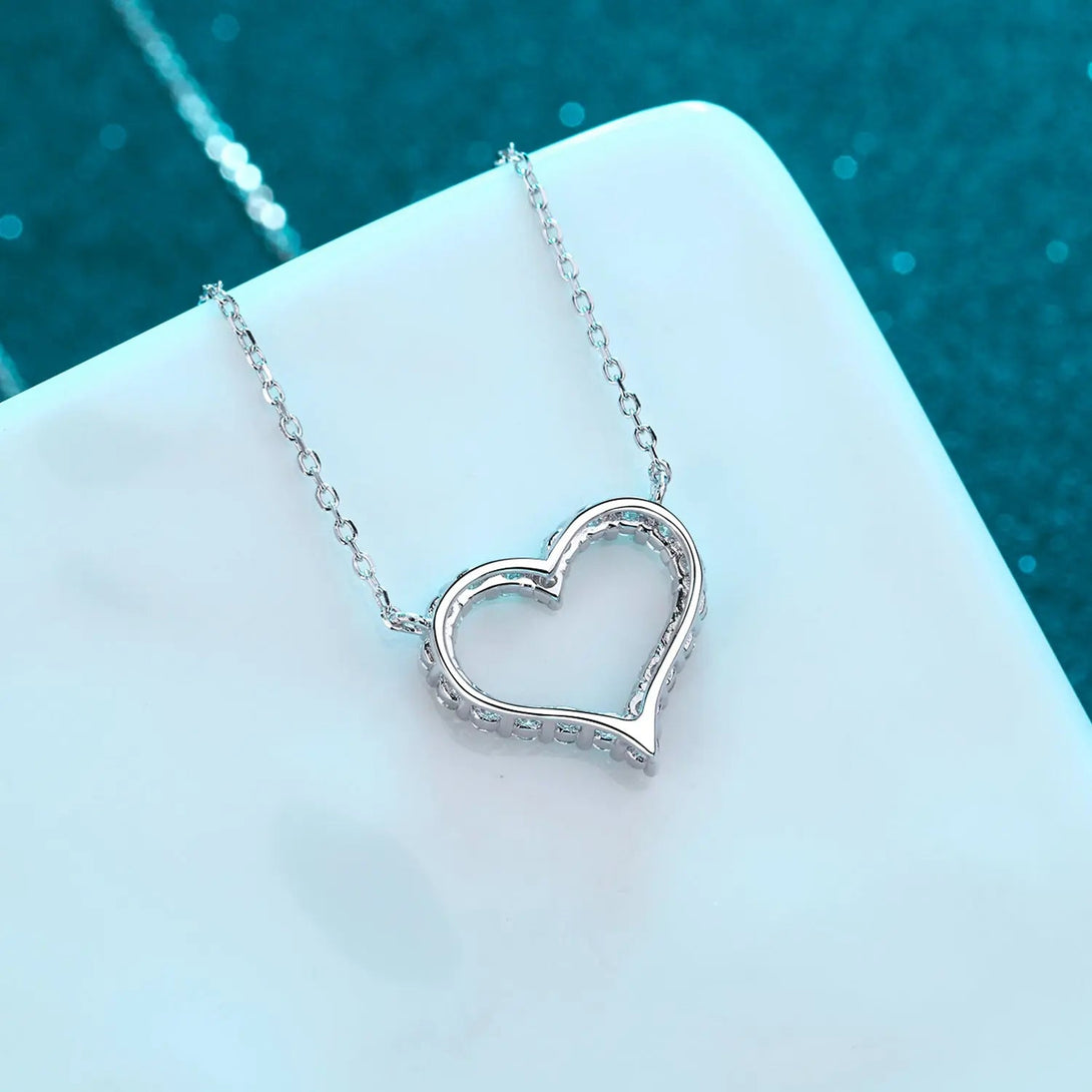 Lovcia Moissanite 925 Sterling Silver Heart Shape Necklace-Necklaces-Silver-One Size-Silver
