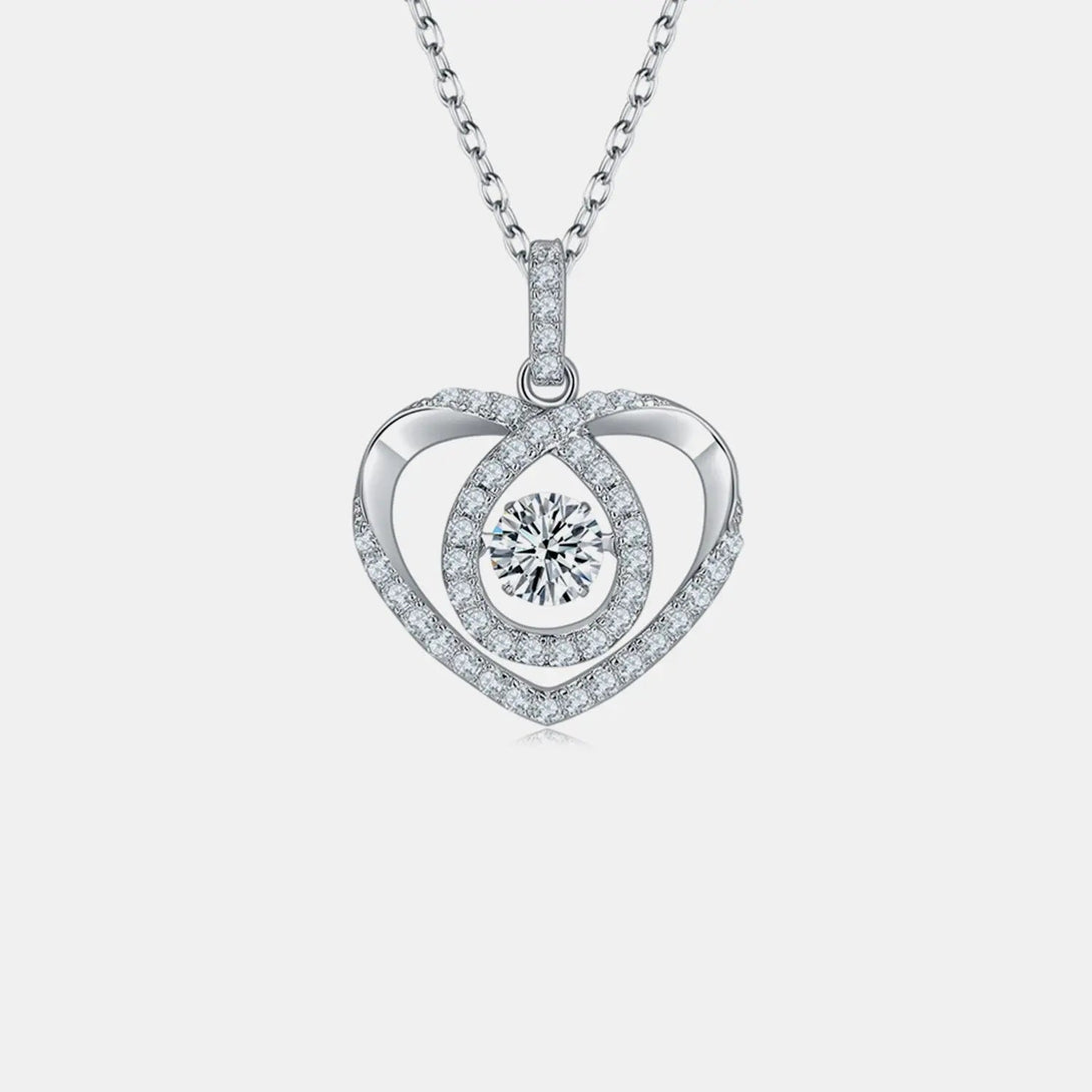 Lovcia Moissanite 925 Sterling Silver Heart Shape Necklace-Necklaces-Silver-One Size-Silver