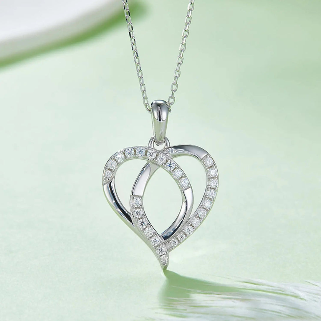 Lovcia Moissanite 925 Sterling Silver Heart Shape Necklace-Necklaces-Silver-One Size-Silver