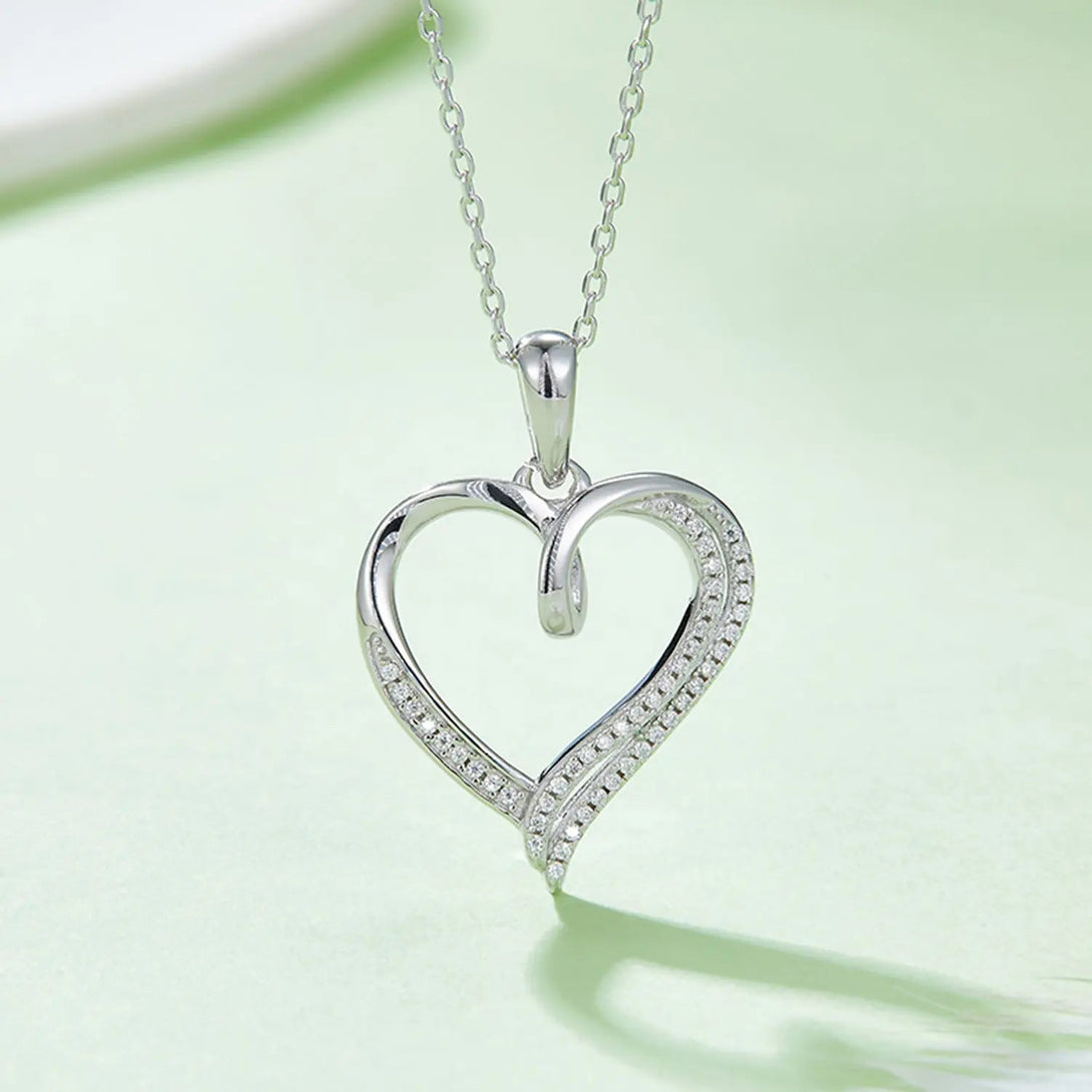 Lovcia Moissanite 925 Sterling Silver Heart Shape Necklace-Necklaces-Silver-One Size-Silver