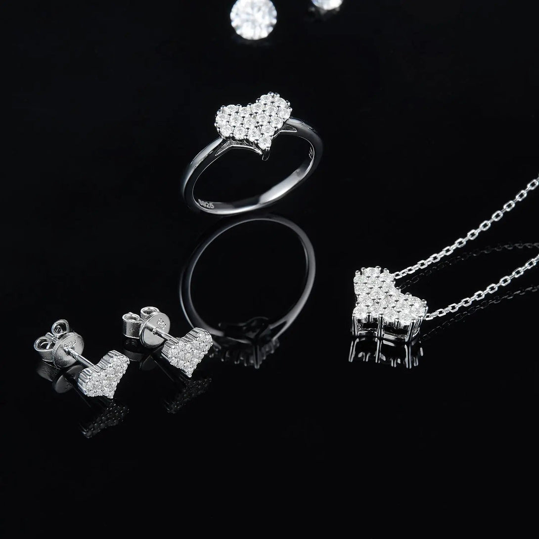 Lovcia Moissanite 925 Sterling Silver Heart Stud Earrings-Earrings-Silver-One Size-Silver