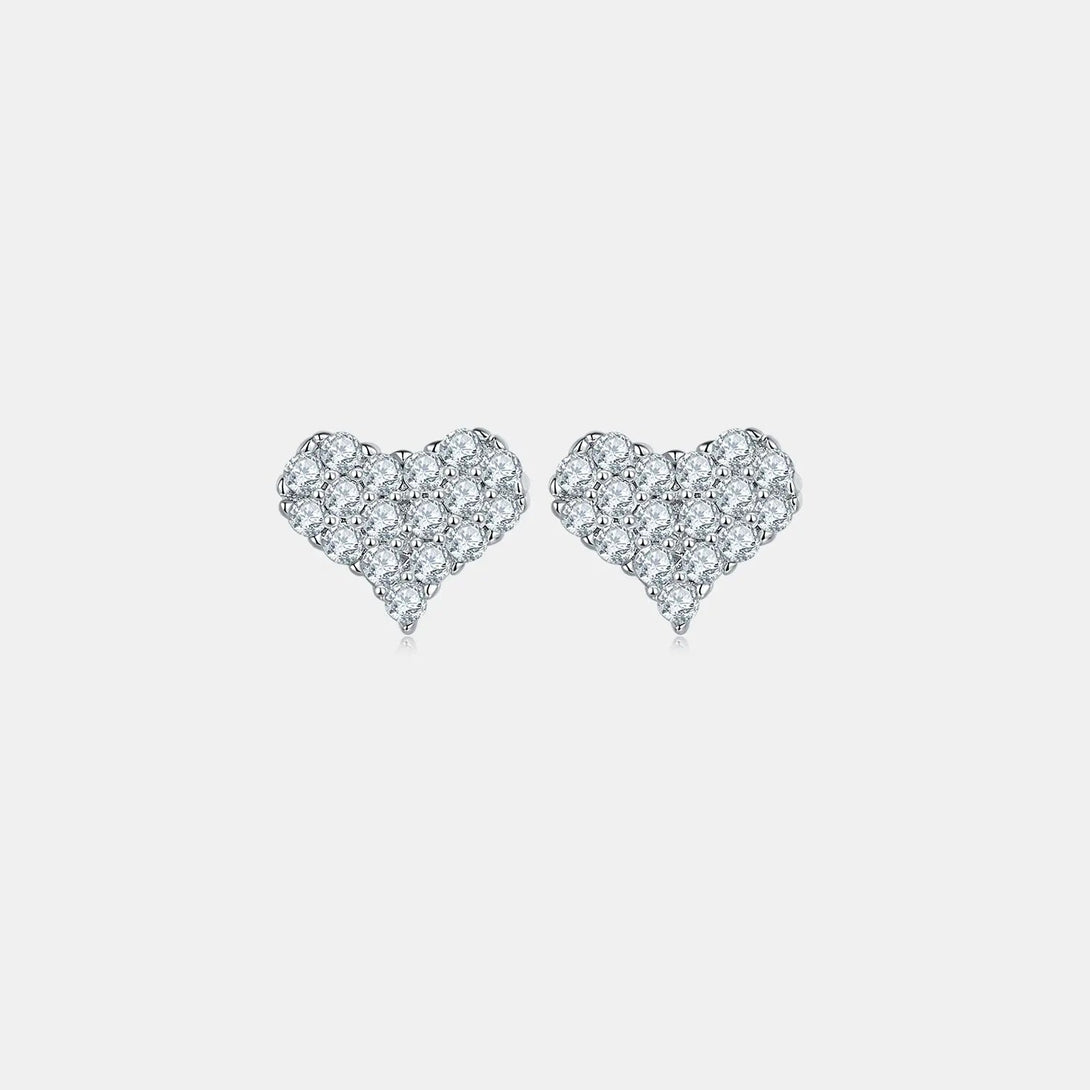 Lovcia Moissanite 925 Sterling Silver Heart Stud Earrings-Earrings-Silver-One Size-Silver