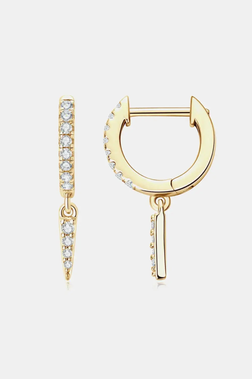 Lovcia Moissanite 925 Sterling Silver Huggie Drop Earrings-Earrings-Gold-One Size-Gold