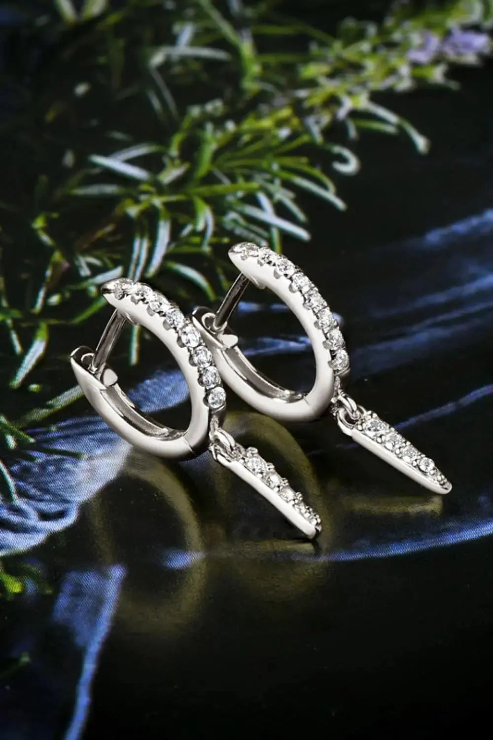 Lovcia Moissanite 925 Sterling Silver Huggie Drop Earrings-Earrings-Silver-One Size-Silver