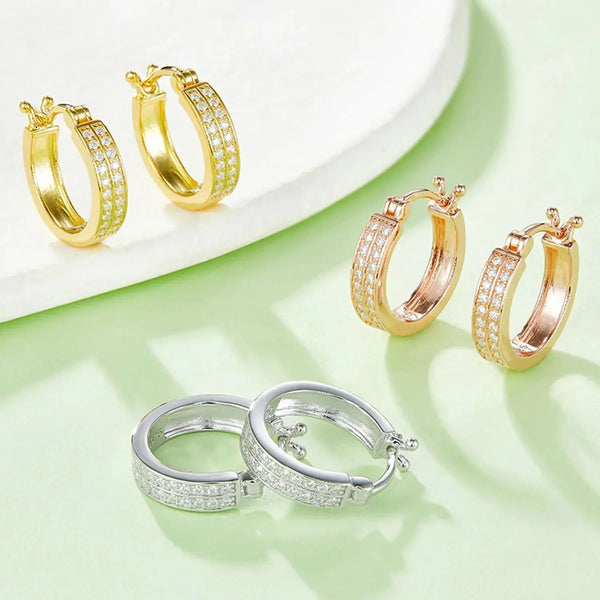 Lovcia Moissanite 925 Sterling Silver Huggie Earrings-Earrings-Gold-One Size-Gold