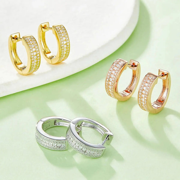 Lovcia Moissanite 925 Sterling Silver Huggie Earrings-Earrings-Gold-One Size-Gold