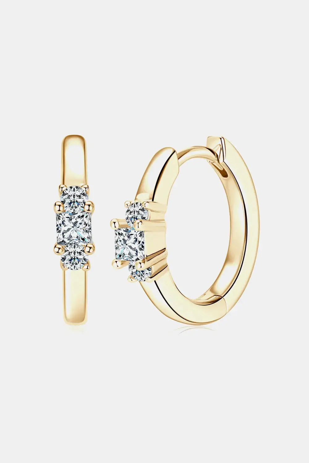 Lovcia Moissanite 925 Sterling Silver Huggie Earrings-Earrings-Gold-One Size-Gold