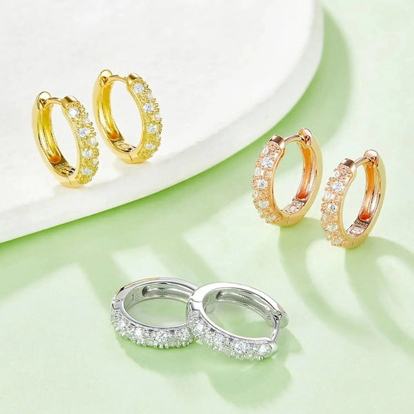 Lovcia Moissanite 925 Sterling Silver Huggie Earrings-Earrings-Gold-One Size-Gold