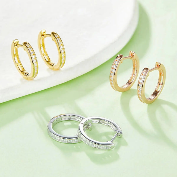 Lovcia Moissanite 925 Sterling Silver Huggie Earrings-Earrings-Gold-One Size-Gold
