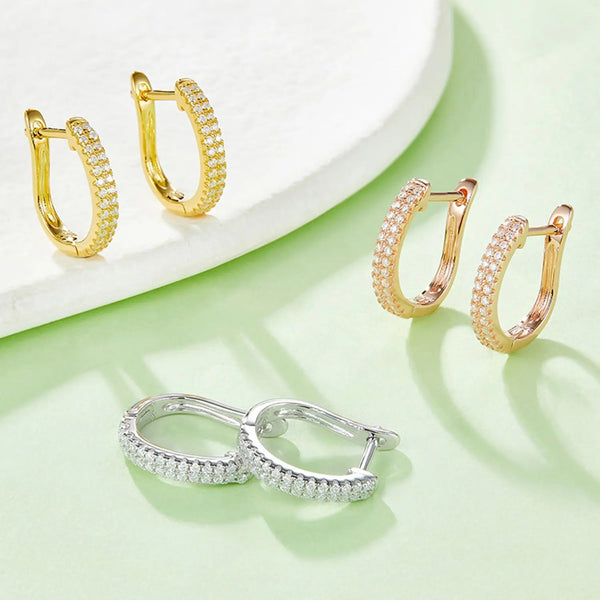 Lovcia Moissanite 925 Sterling Silver Huggie Earrings-Earrings-Gold-One Size-Gold