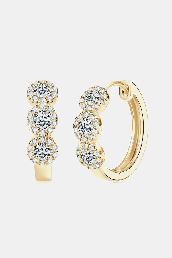 Lovcia Moissanite 925 Sterling Silver Huggie Earrings-Earrings-Gold-One Size-Gold