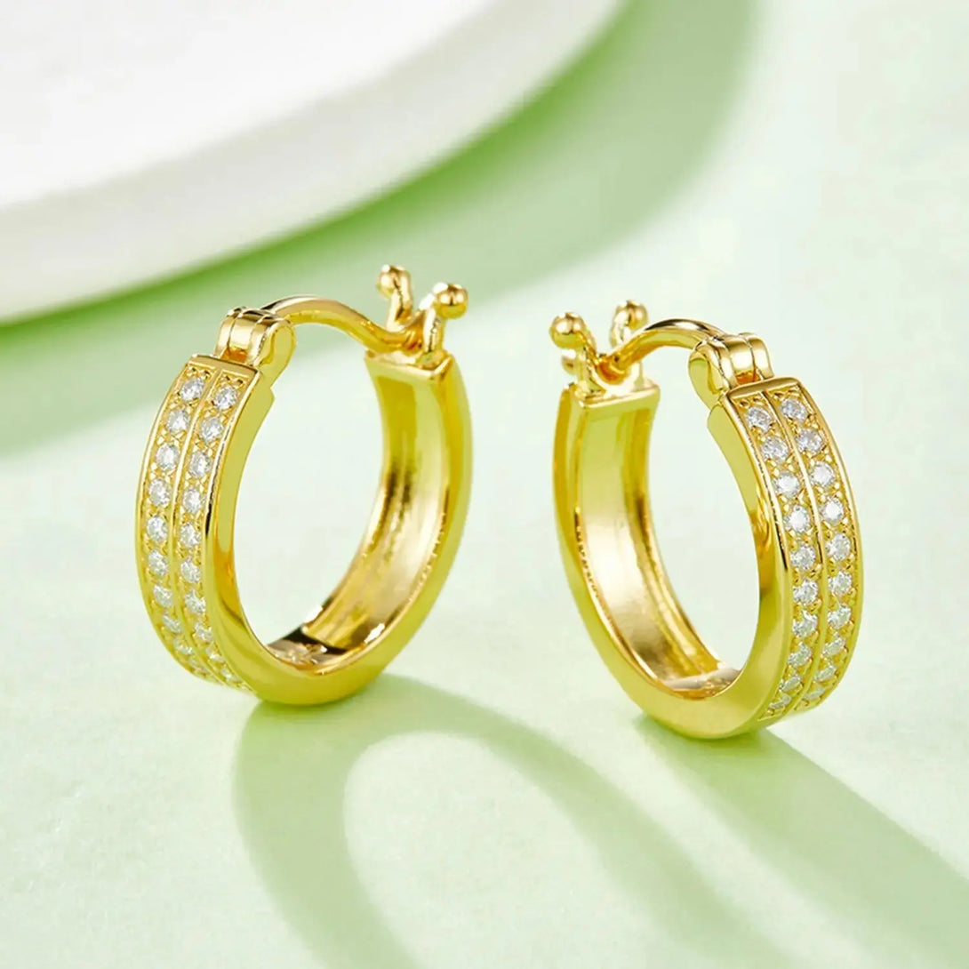 Lovcia Moissanite 925 Sterling Silver Huggie Earrings-Earrings-Gold-One Size-Gold
