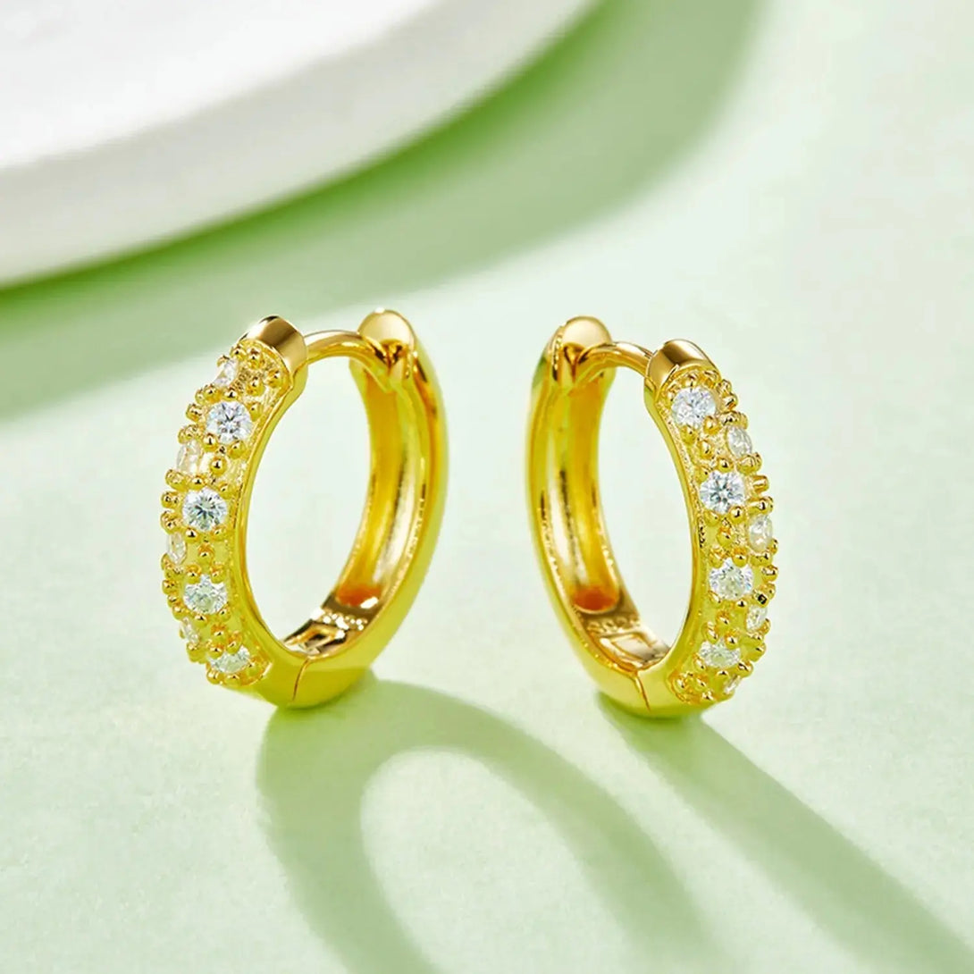 Lovcia Moissanite 925 Sterling Silver Huggie Earrings-Earrings-Gold-One Size-Gold