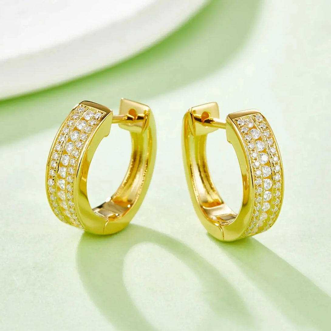 Lovcia Moissanite 925 Sterling Silver Huggie Earrings-Earrings-Gold-One Size-Gold