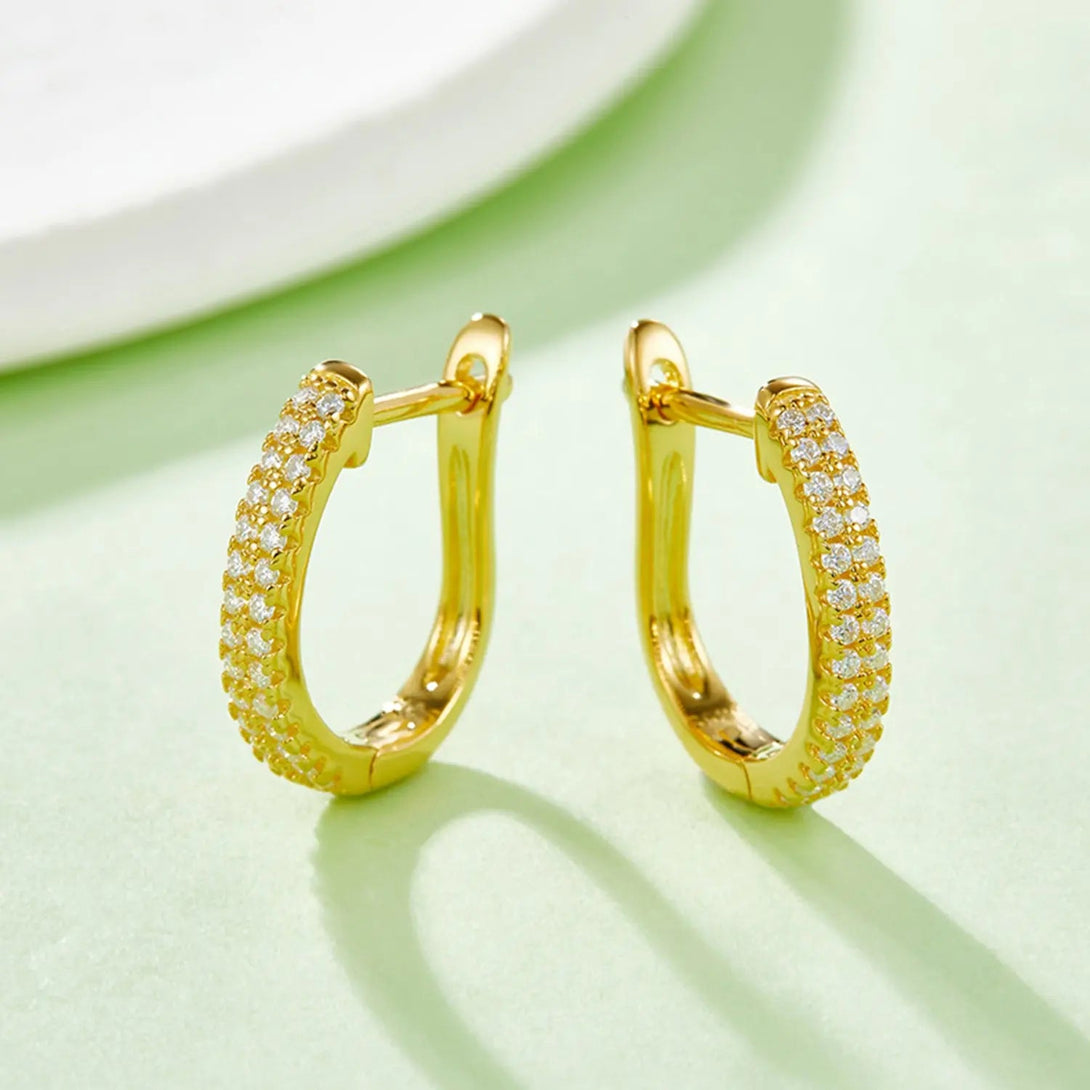 Lovcia Moissanite 925 Sterling Silver Huggie Earrings-Earrings-Gold-One Size-Gold