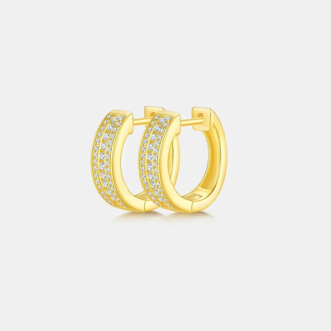 Lovcia Moissanite 925 Sterling Silver Huggie Earrings-Earrings-Gold-One Size-Gold