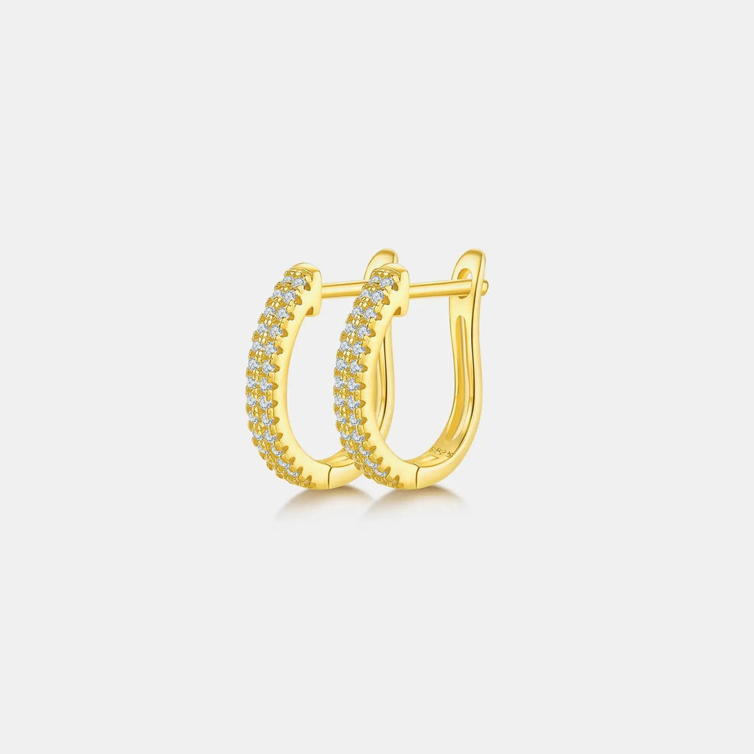 Lovcia Moissanite 925 Sterling Silver Huggie Earrings-Earrings-Gold-One Size-Gold