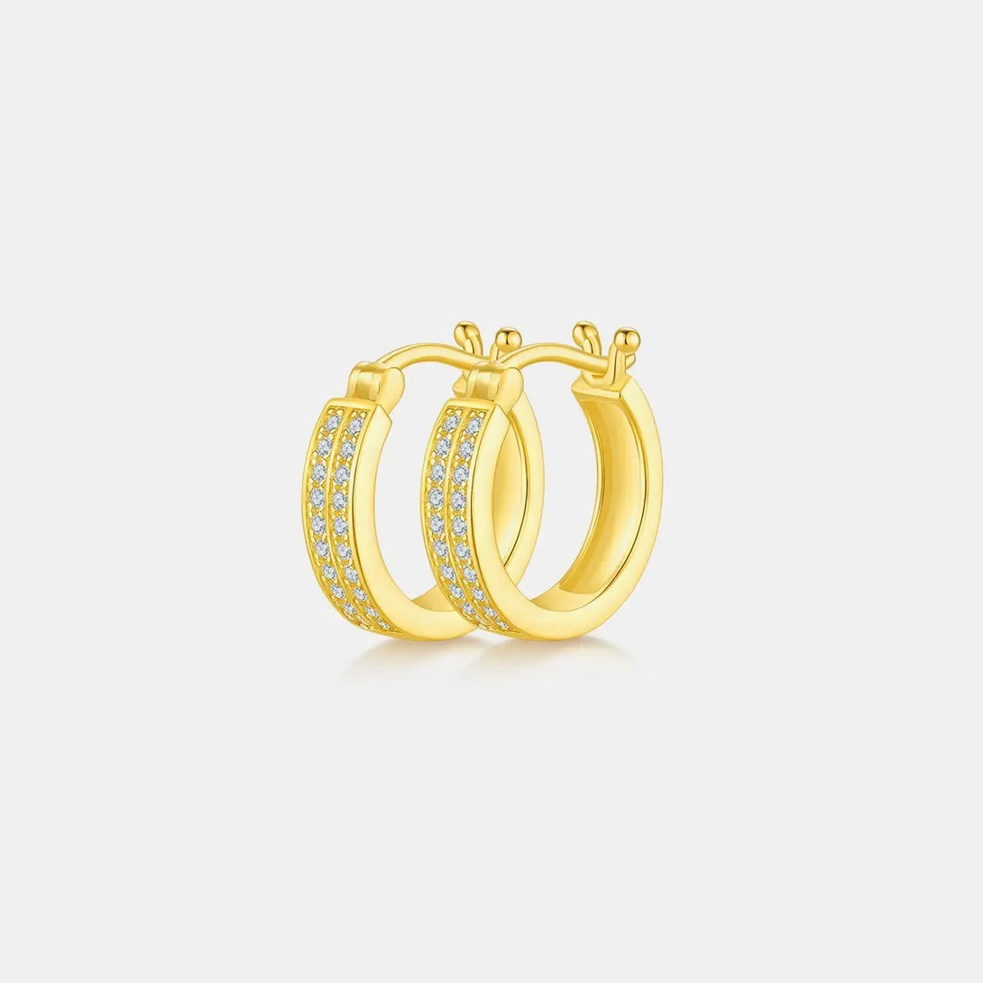 Lovcia Moissanite 925 Sterling Silver Huggie Earrings-Earrings-Gold-One Size-Gold