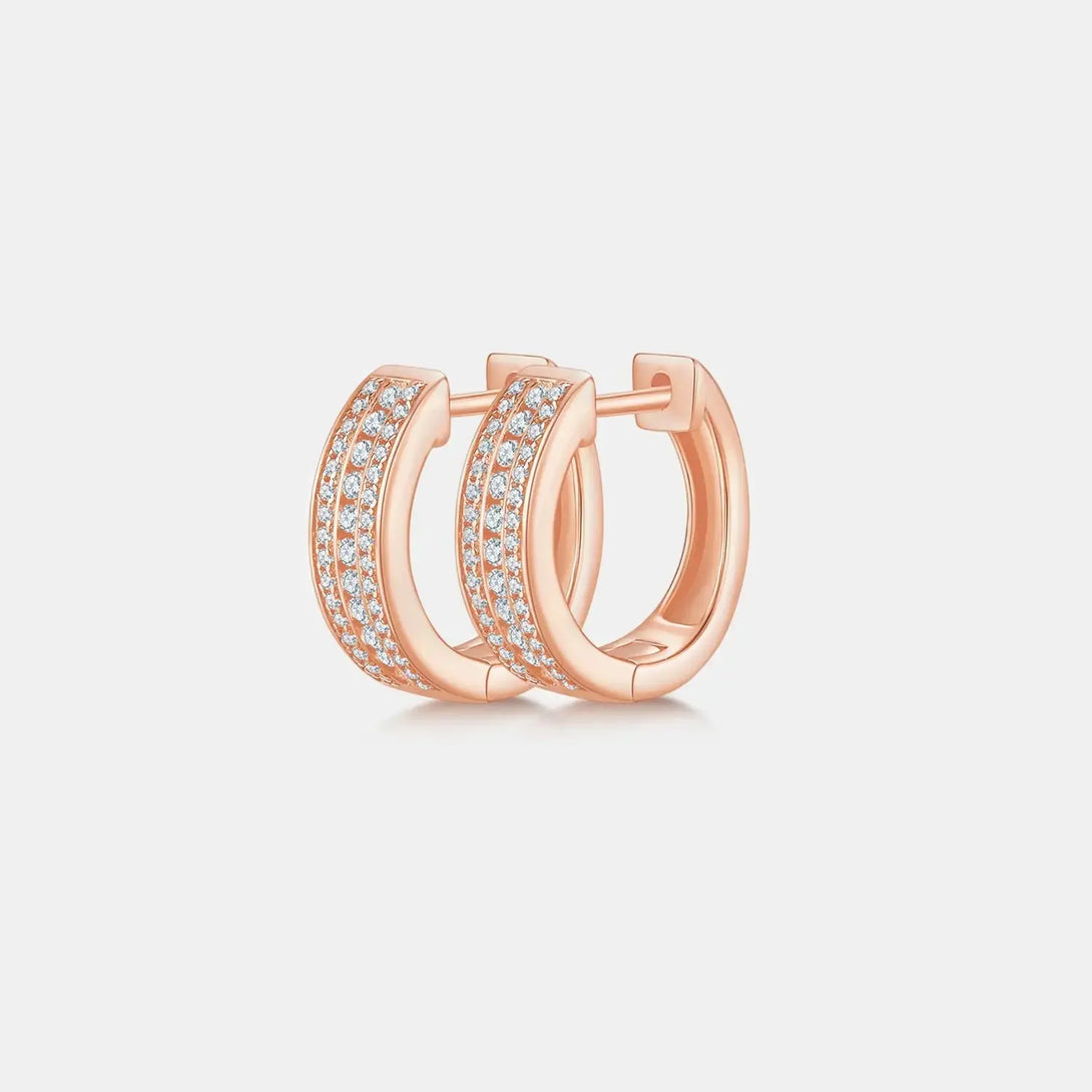 Lovcia Moissanite 925 Sterling Silver Huggie Earrings-Earrings-Gold-One Size-Gold