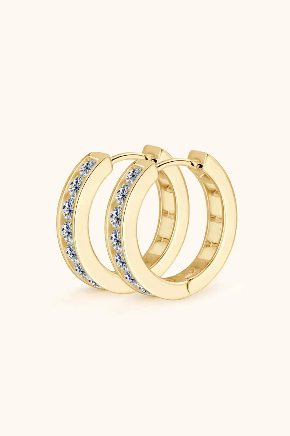 Lovcia Moissanite 925 Sterling Silver Huggie Earrings-Earrings-Gold-One Size-Gold