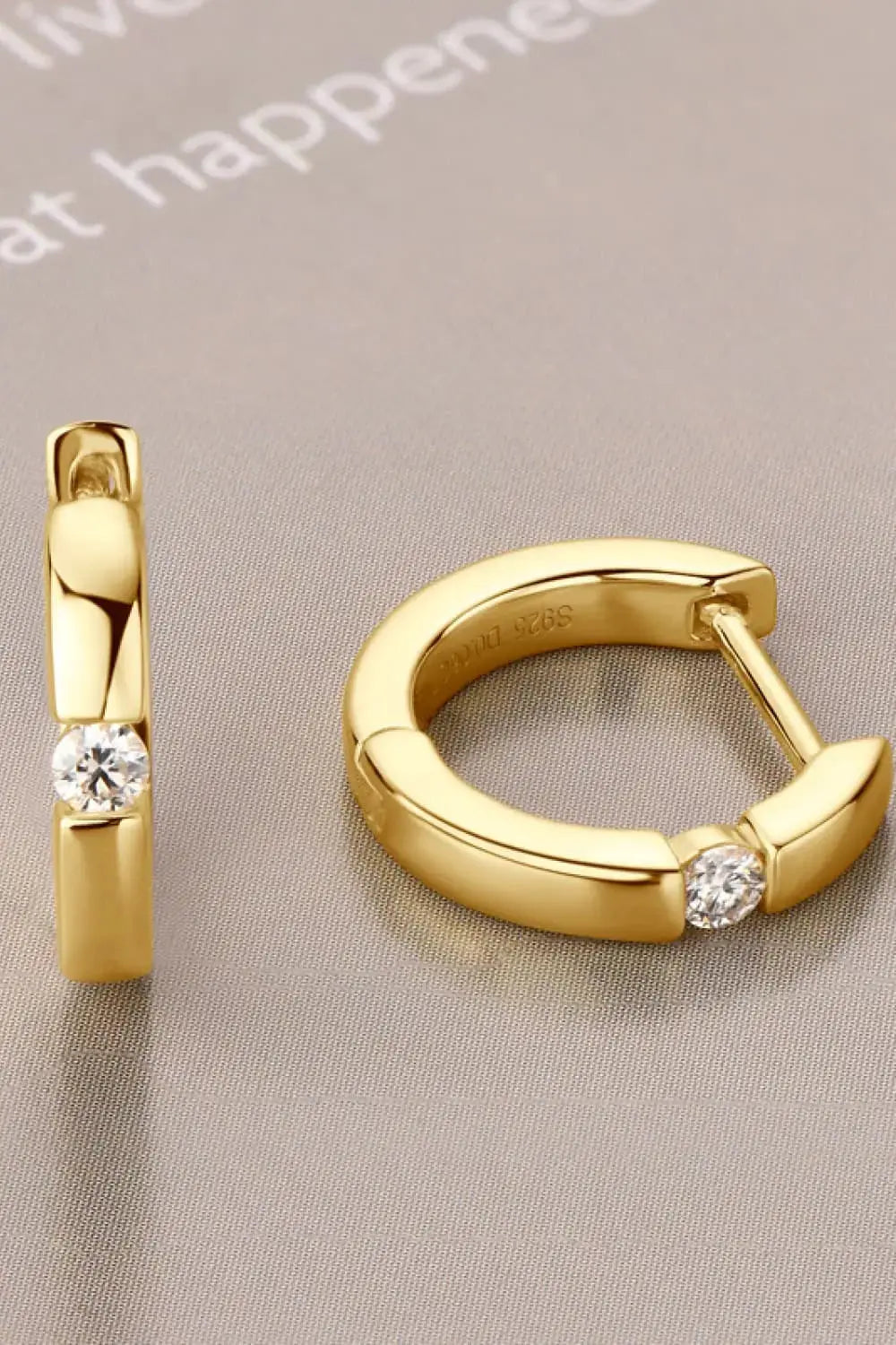 Lovcia Moissanite 925 Sterling Silver Huggie Earrings-Earrings-Gold-One Size-Gold