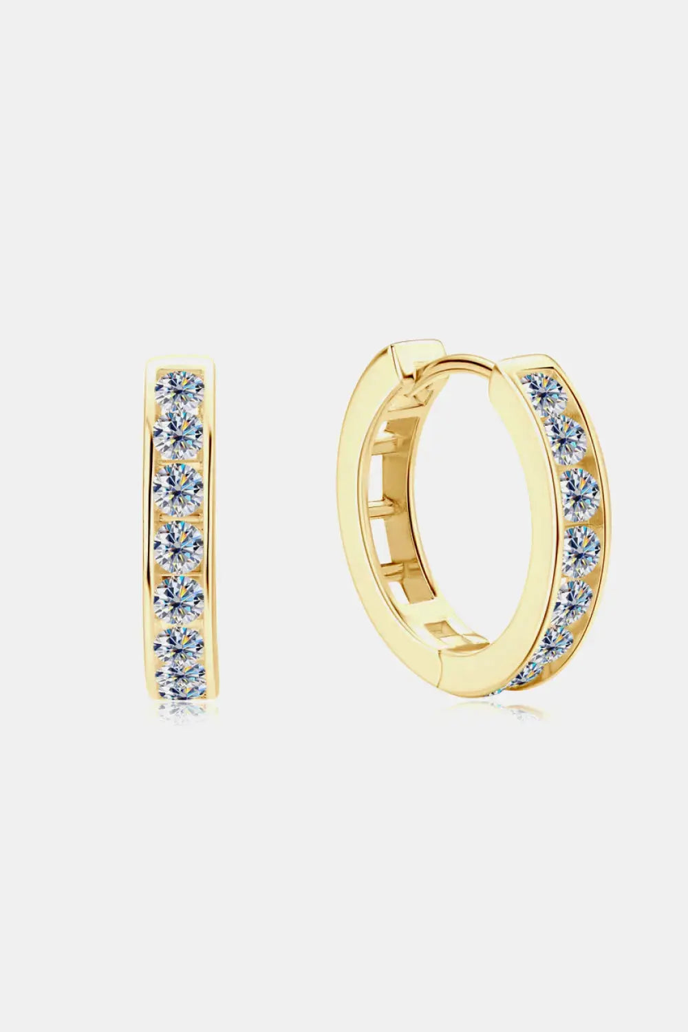 Lovcia Moissanite 925 Sterling Silver Huggie Earrings-Earrings-Gold-One Size-Gold