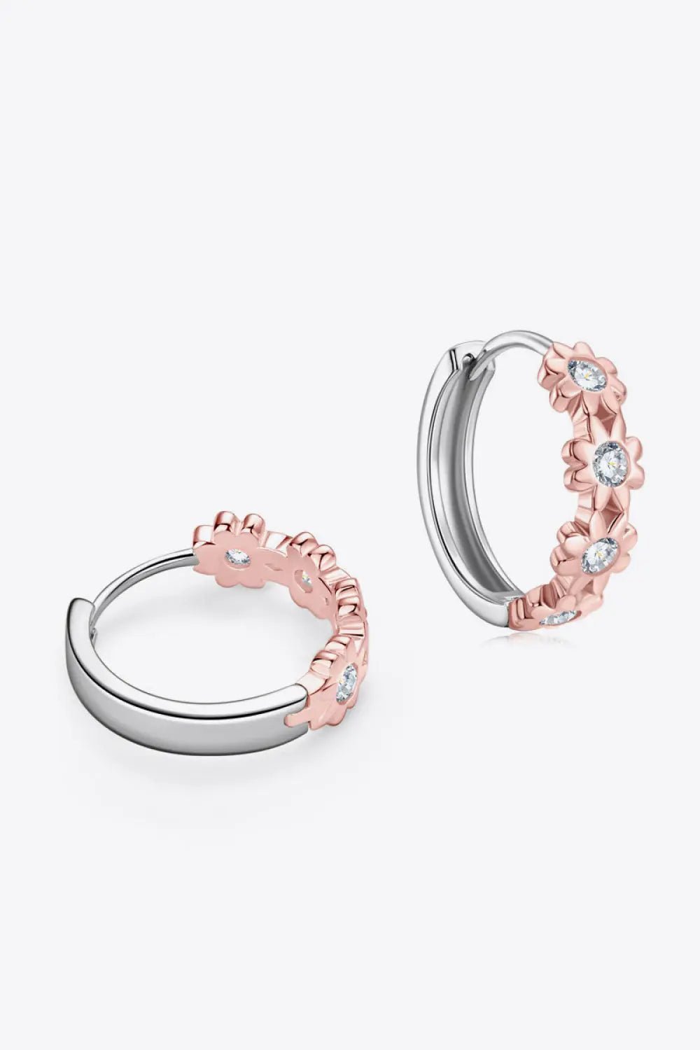 Lovcia Moissanite 925 Sterling Silver Huggie Earrings-Earrings-Rose Gold-One Size-Rose Gold