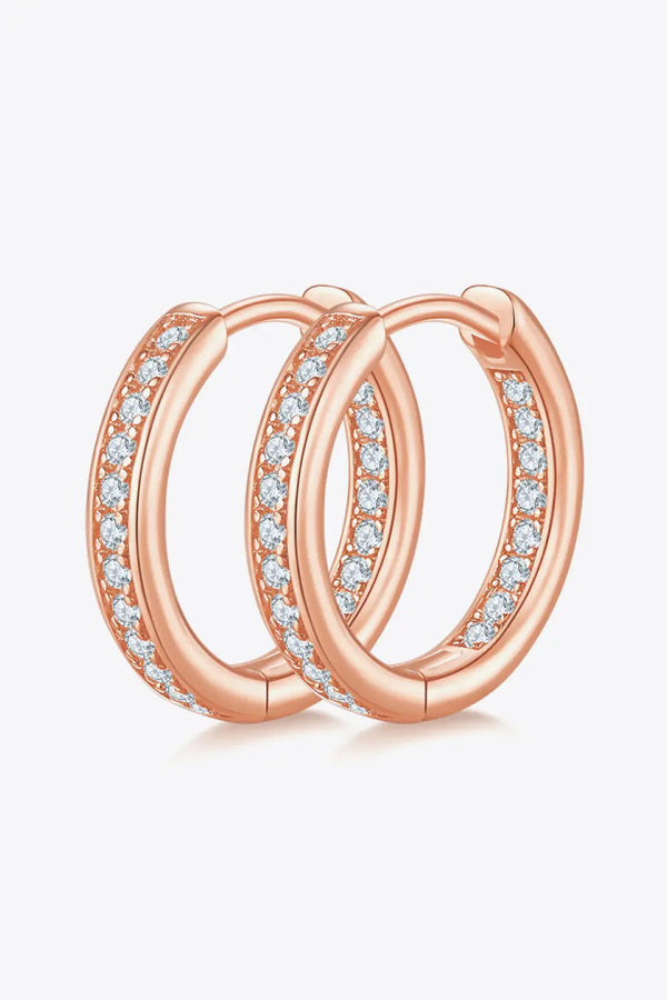 Lovcia Moissanite 925 Sterling Silver Huggie Earrings-Earrings-Rose Gold-One Size-Rose Gold
