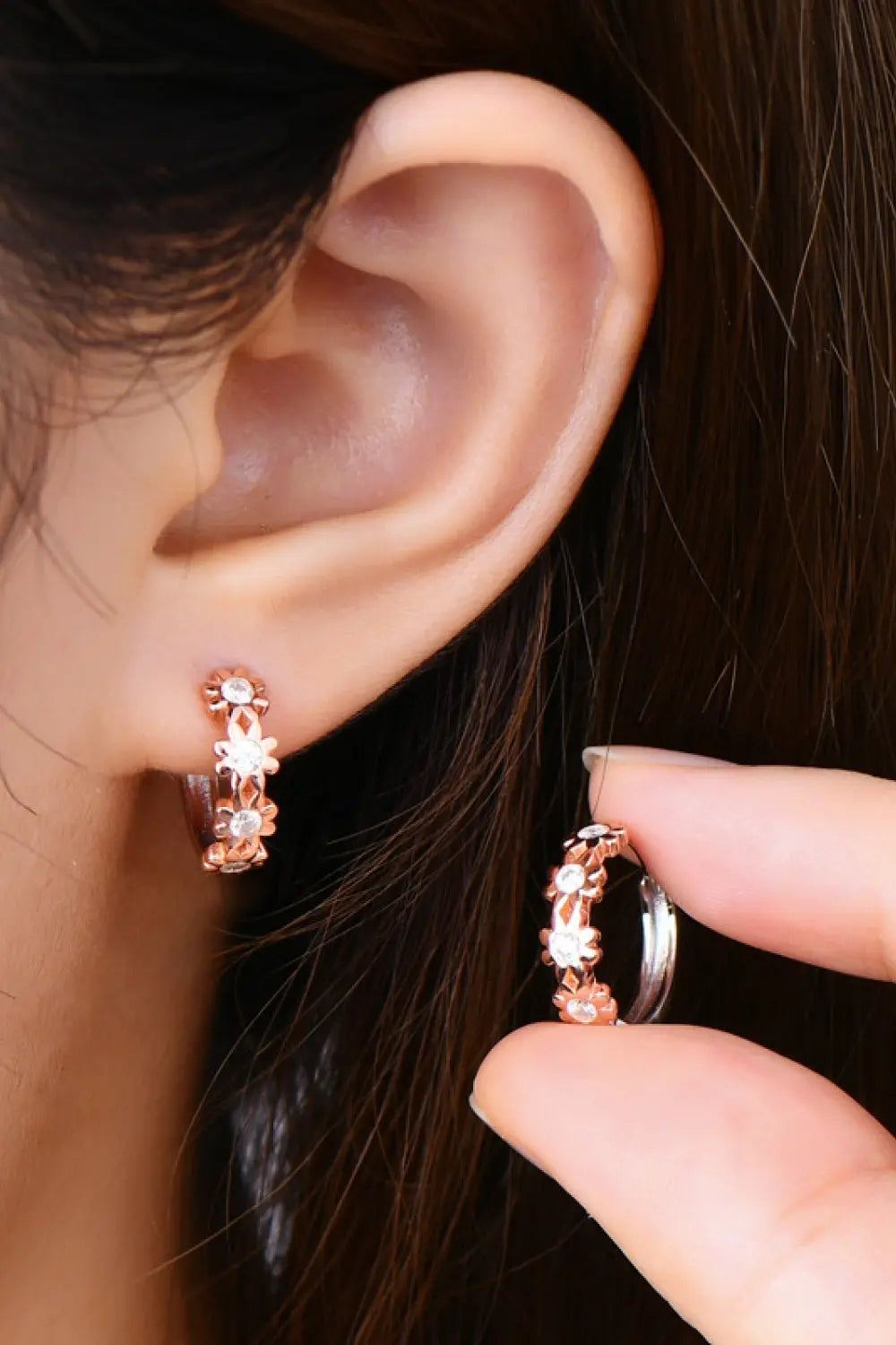 Lovcia Moissanite 925 Sterling Silver Huggie Earrings-Earrings-Rose Gold-One Size-Rose Gold
