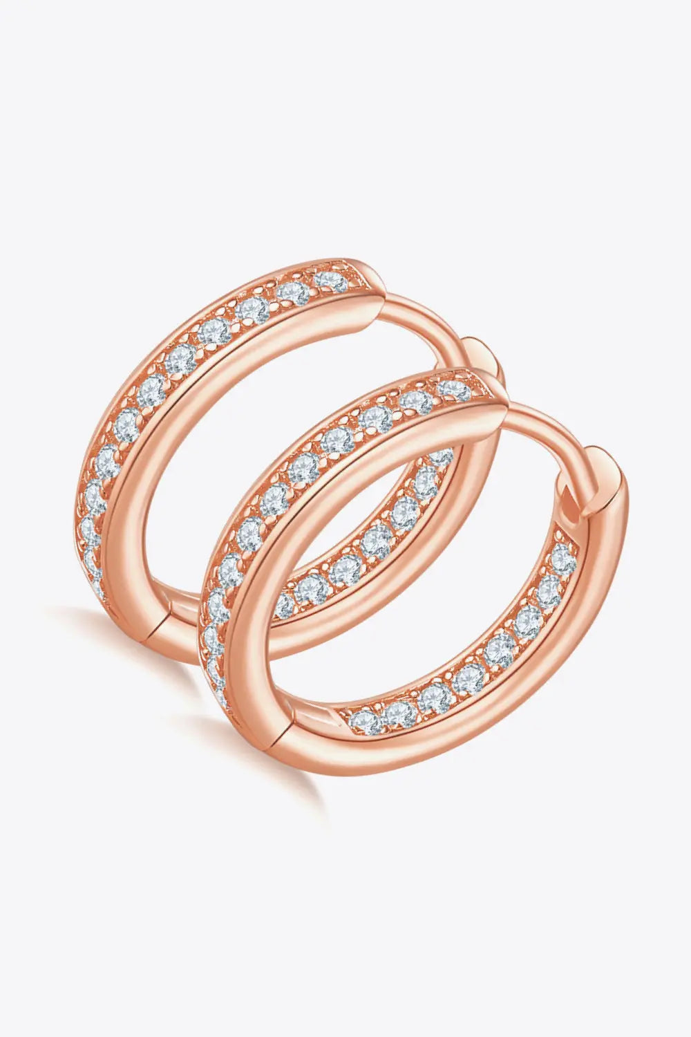 Lovcia Moissanite 925 Sterling Silver Huggie Earrings-Earrings-Rose Gold-One Size-Rose Gold