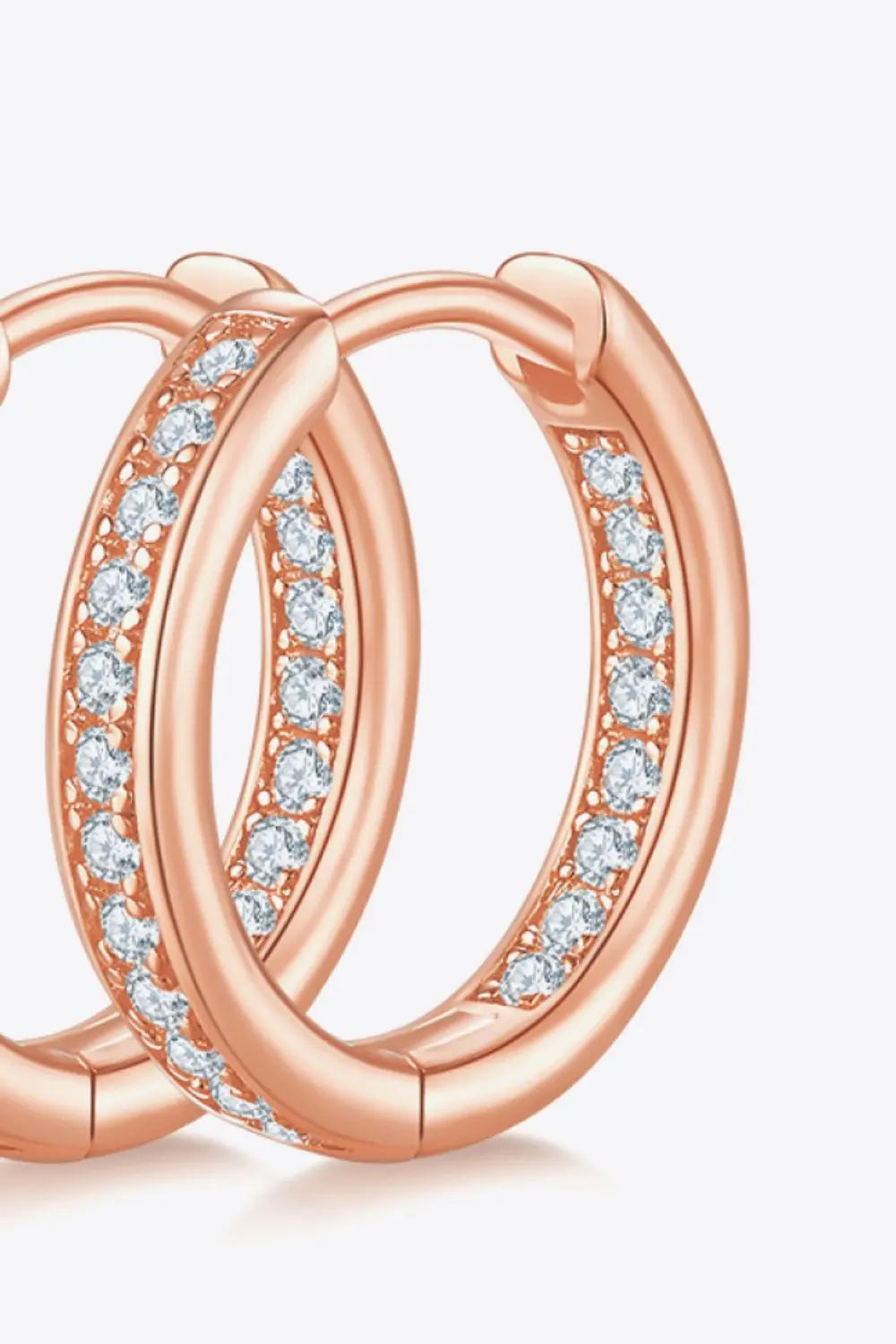 Lovcia Moissanite 925 Sterling Silver Huggie Earrings-Earrings-Rose Gold-One Size-Rose Gold
