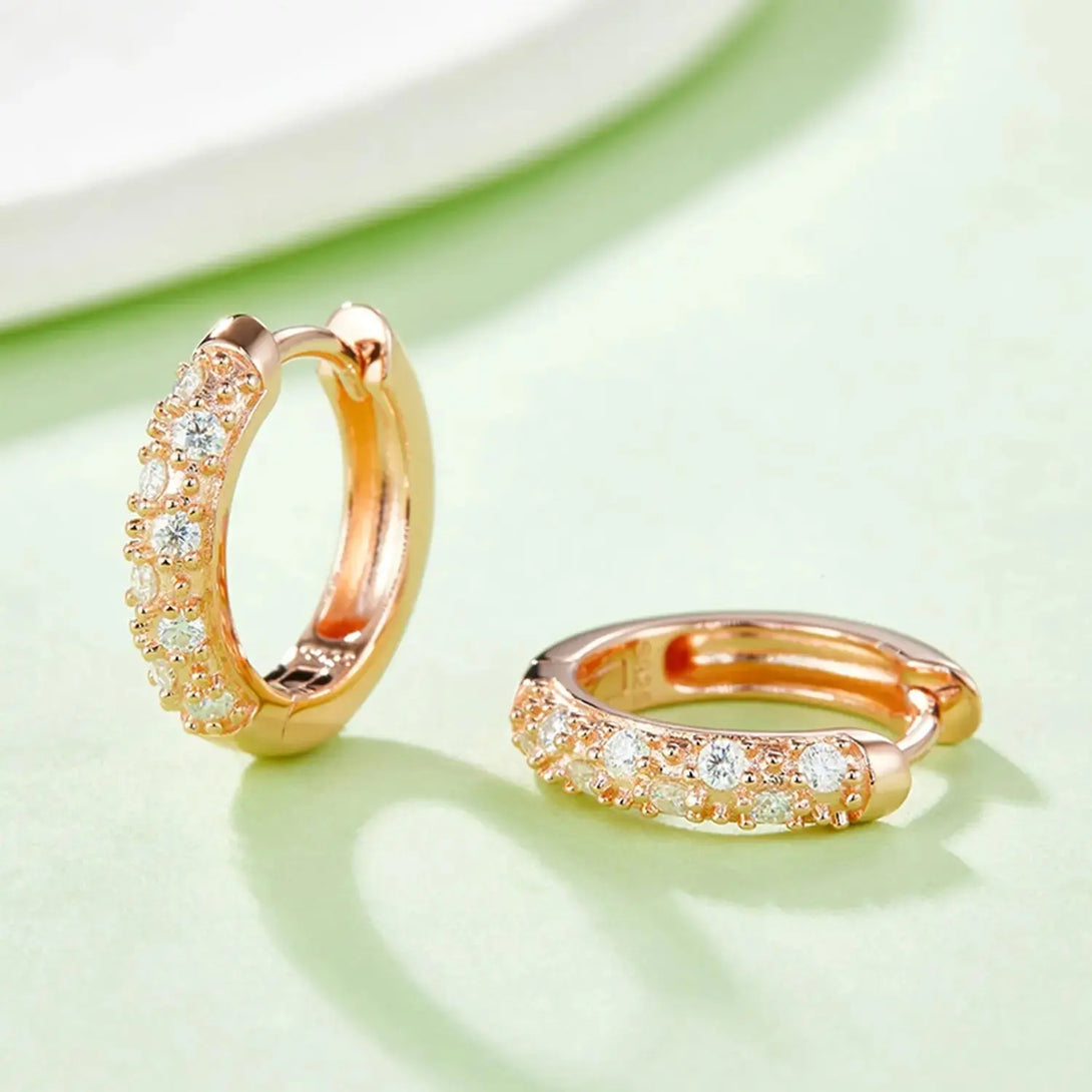 Lovcia Moissanite 925 Sterling Silver Huggie Earrings-Earrings-Rose Gold-One Size-Rose Gold