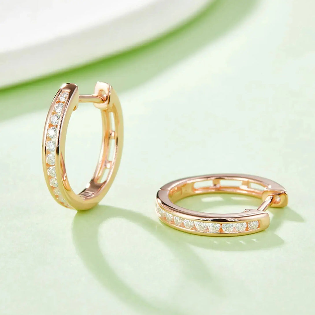 Lovcia Moissanite 925 Sterling Silver Huggie Earrings-Earrings-Rose Gold-One Size-Rose Gold