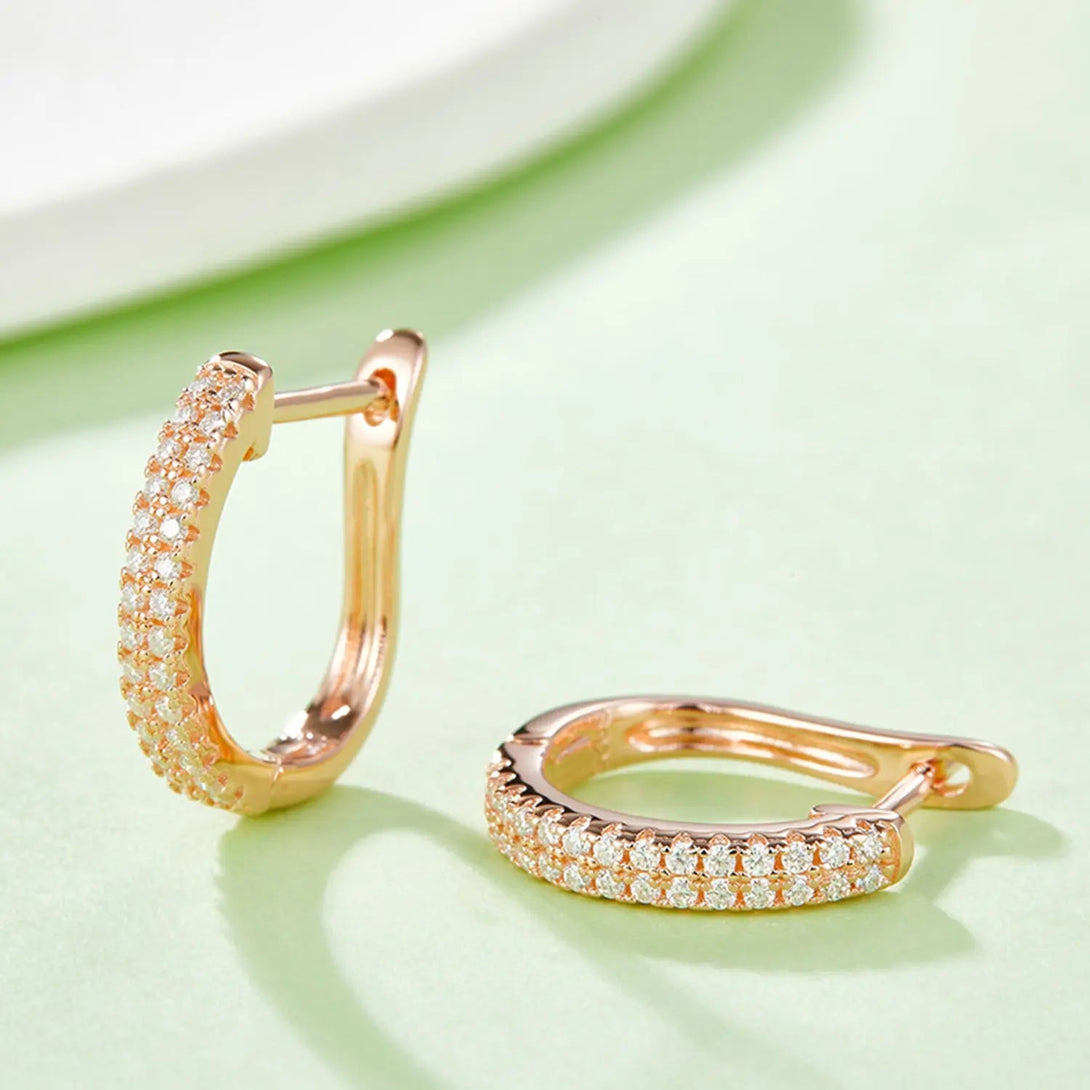 Lovcia Moissanite 925 Sterling Silver Huggie Earrings-Earrings-Rose Gold-One Size-Rose Gold