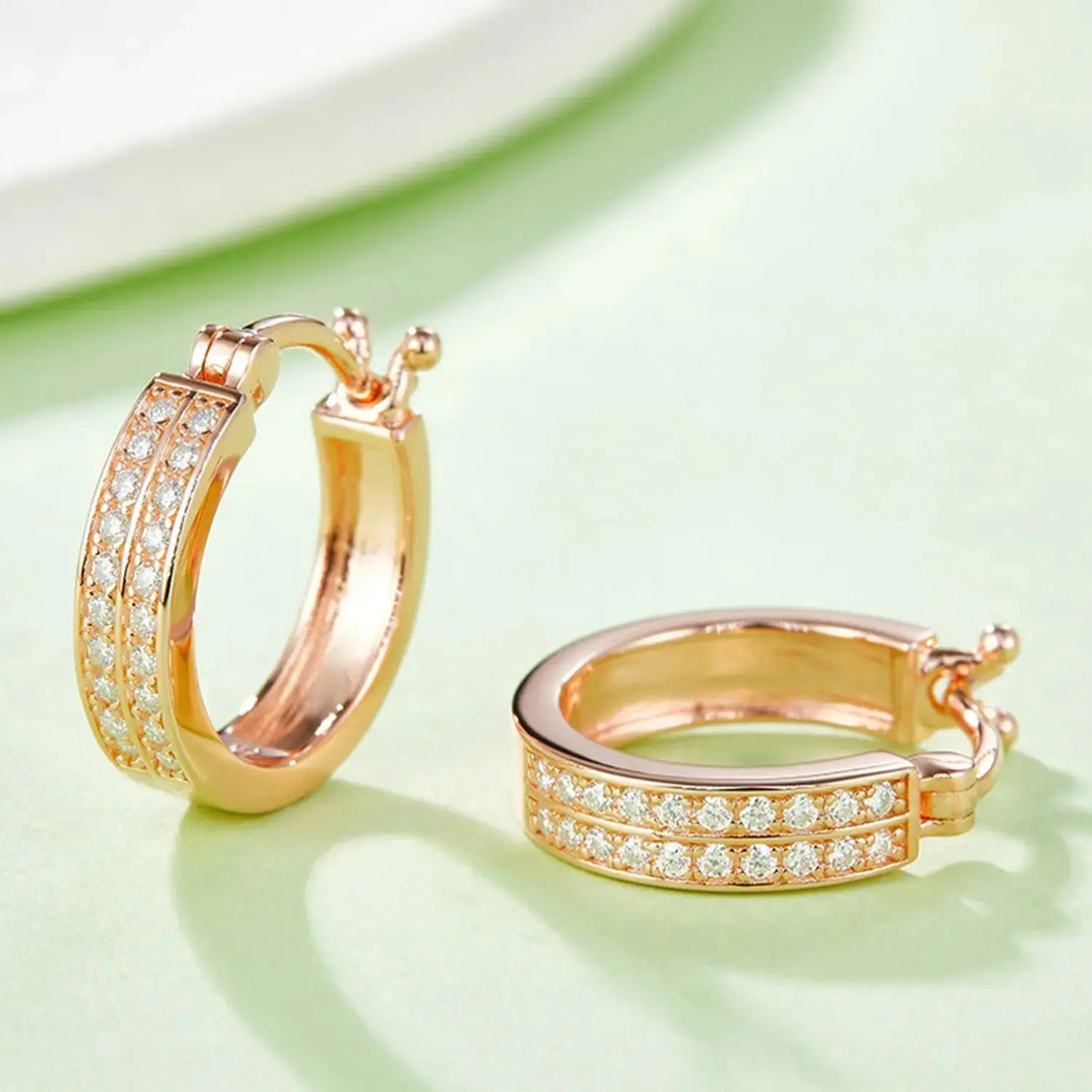 Lovcia Moissanite 925 Sterling Silver Huggie Earrings-Earrings-Rose Gold-One Size-Rose Gold