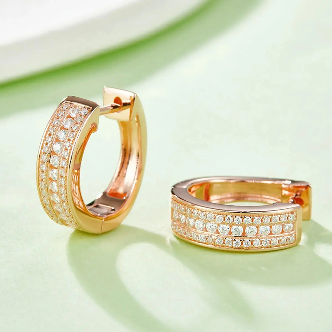 Lovcia Moissanite 925 Sterling Silver Huggie Earrings-Earrings-Rose Gold-One Size-Rose Gold