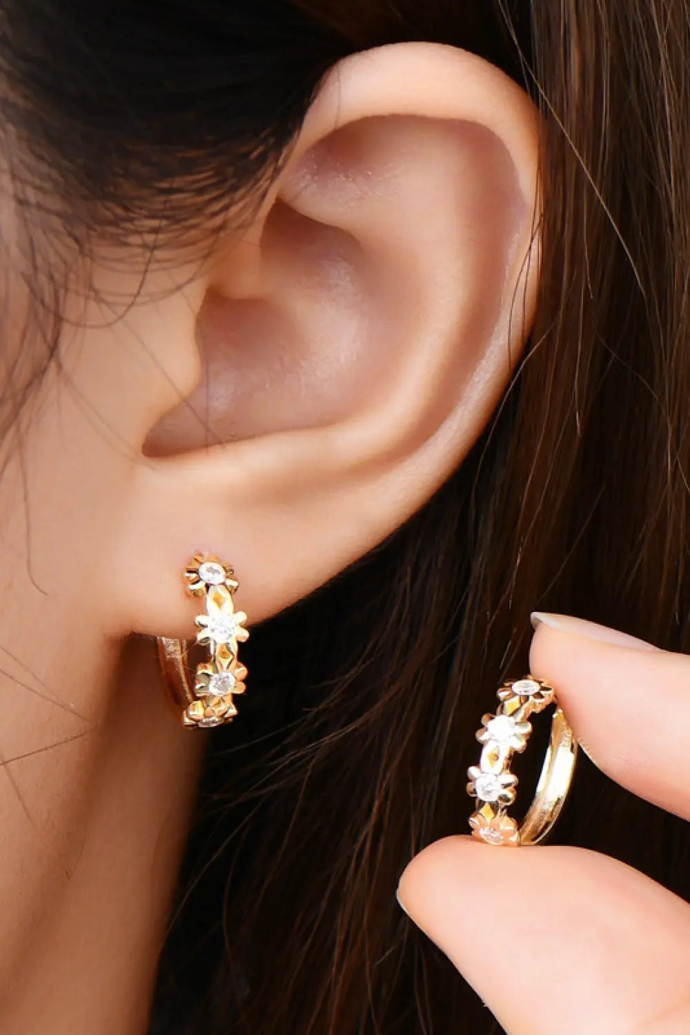 Lovcia Moissanite 925 Sterling Silver Huggie Earrings-Earrings-Rose Gold-One Size-Rose Gold