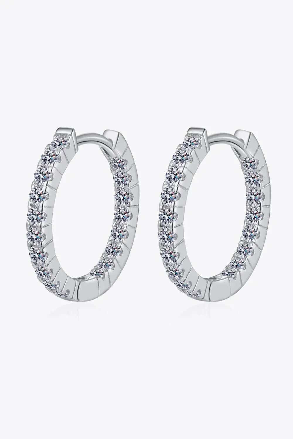 Lovcia Moissanite 925 Sterling Silver Huggie Earrings-Earrings-Silver-One Size-Silver