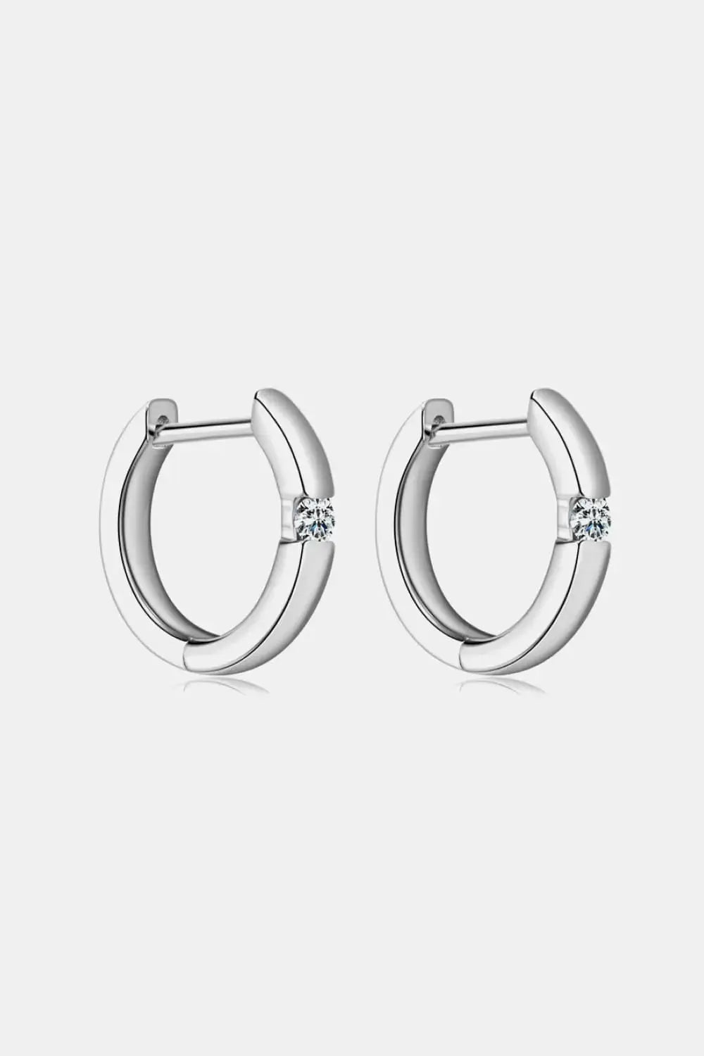 Lovcia Moissanite 925 Sterling Silver Huggie Earrings-Earrings-Silver-One Size-Silver