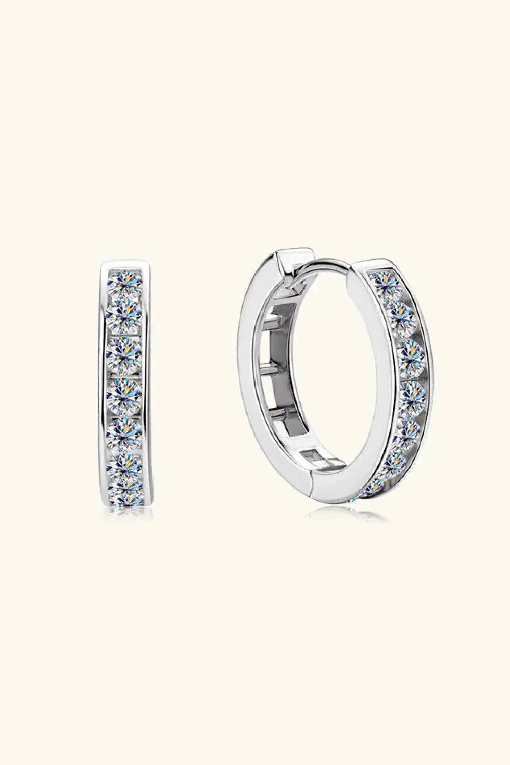 Lovcia Moissanite 925 Sterling Silver Huggie Earrings-Earrings-Silver-One Size-Silver