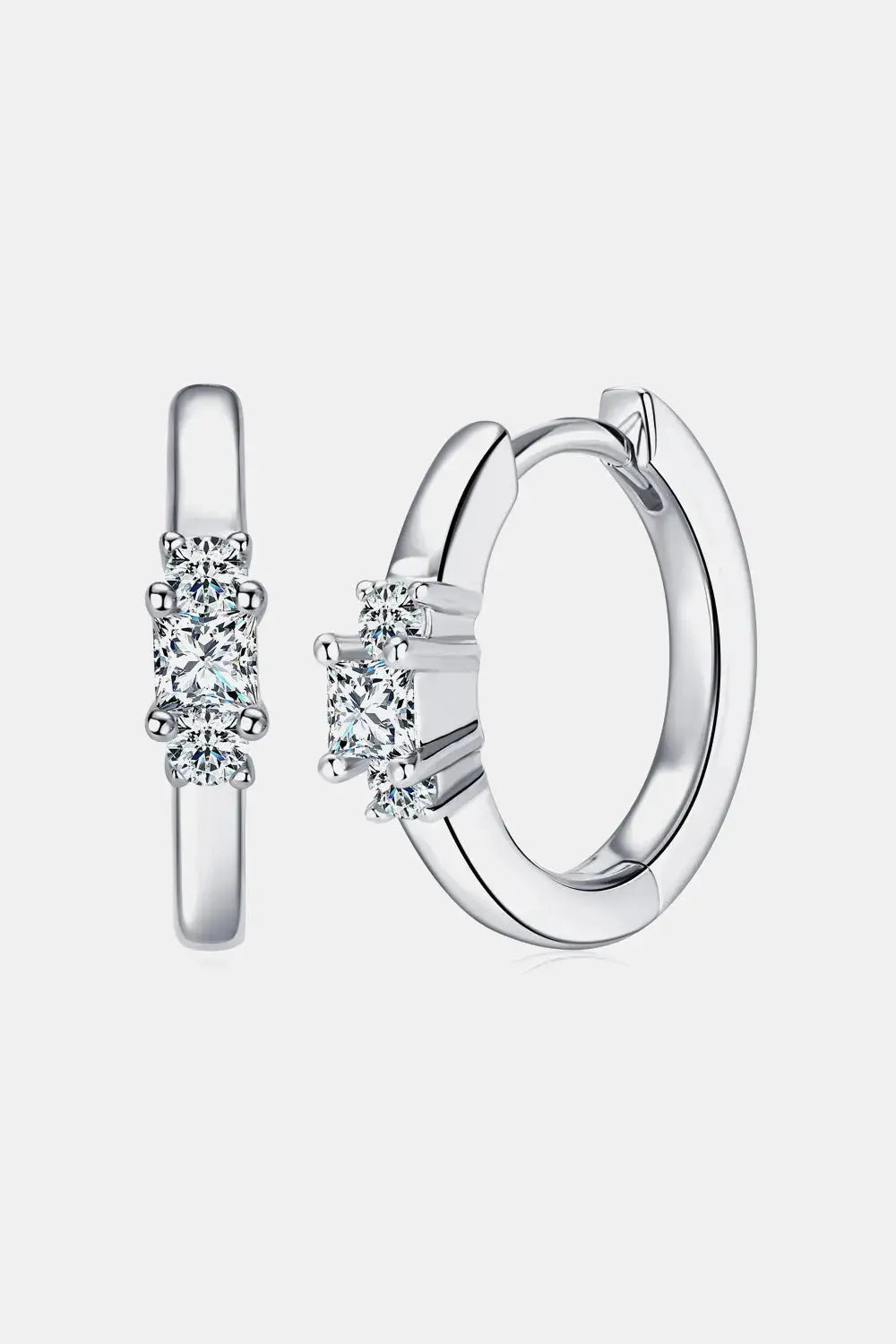 Lovcia Moissanite 925 Sterling Silver Huggie Earrings-Earrings-Silver-One Size-Silver