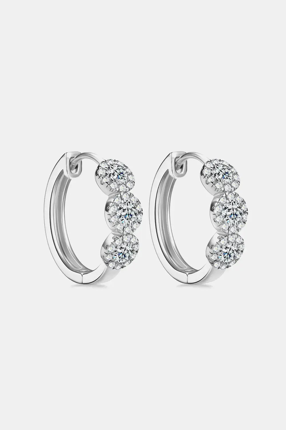 Lovcia Moissanite 925 Sterling Silver Huggie Earrings-Earrings-Silver-One Size-Silver