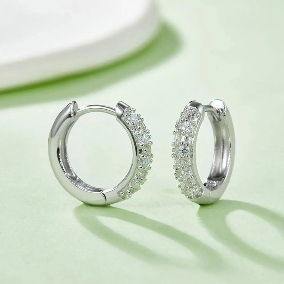 Lovcia Moissanite 925 Sterling Silver Huggie Earrings-Earrings-Silver-One Size-Silver